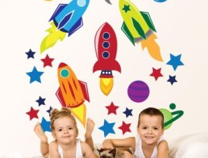 Στο διάστημα…, Παιδικά, Αυτοκόλλητα τοίχου, 80 x 80 εκ.