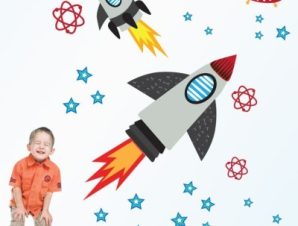 Ταξίδι στο διάστημα, Παιδικά, Αυτοκόλλητα τοίχου, Small 92×105 cm