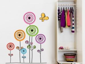 Λουλούδια γεωμετρικά, Παιδικά, Αυτοκόλλητα τοίχου, 60 x 72 εκ.