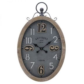 Inart Ρολόι Τοίχου Φυσικό μπεζ,Γκρί Σίδερο Birch 3-20-773-0336