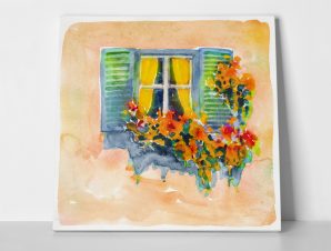 Πίνακας σε καμβά BEAUTIFUL WINDOW IN FLOWERS