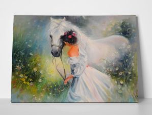 Πίνακας σε καμβά GIRL AND HORSE