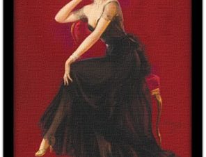 Pin up γυναίκα με μαύρο φόρεμα, Vintage, Πίνακες σε καμβά, 20 x 30 εκ.