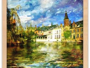 Κανάλι στο Βέλγιο, Ζωγραφική, Πίνακες σε καμβά, 40 x 40 εκ.