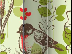 Διαχωριστικό με 3 τμήματα – Bird and lilies vintage pattern [Room Dividers]