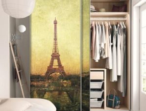 Παρίσι, Vintage, Αυτοκόλλητα ντουλάπας, 100 x 100 εκ.
