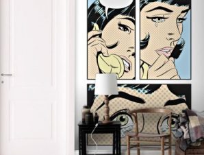 Γυναίκα Pop Art, Κόμικς, Ταπετσαρίες Τοίχου, 100 x 100 εκ.